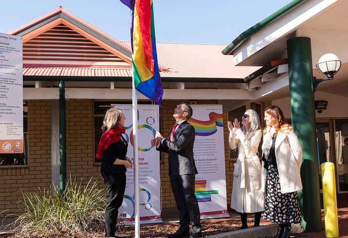 Rainbow Flag being raised