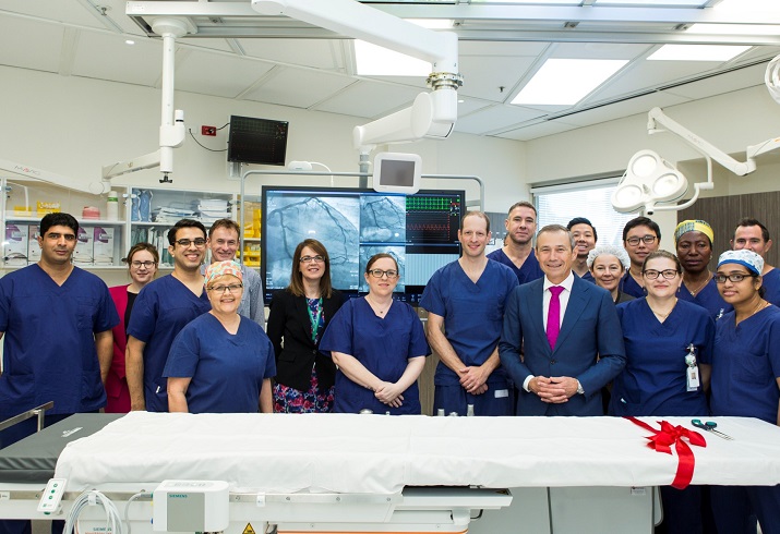 Photograph of staff with new cath lab