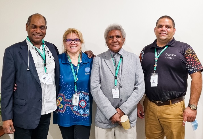 Left to right: Volunteer Bernard Riley,  Volunteer Coordinator Maxine Nicholson-Turner, volunteer and Noongar Elder Athol Michael and Robert Morrison,  A/Senior Development Officer 