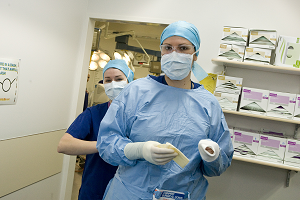 Photograph of staff preparing for a surgery